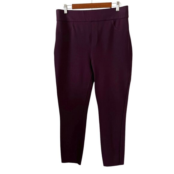 SPANX Ankle Ponte Pants With Back Pockets In Dark Plum Size 1X